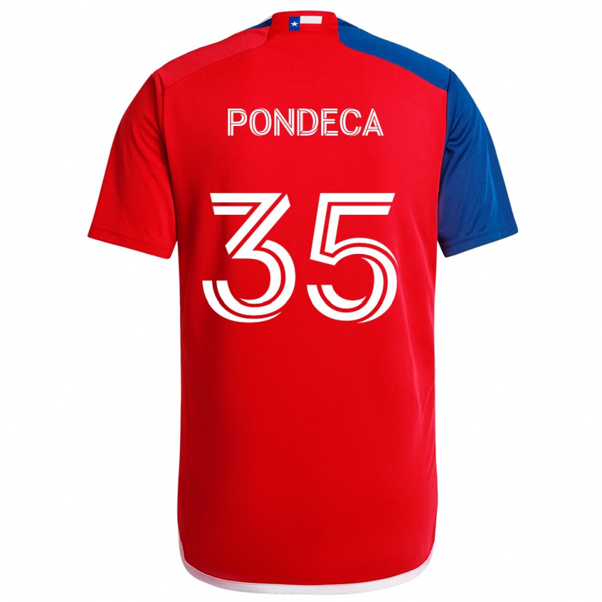 Női Labdarúgás Tomas Pondeca #35 Kék Piros Hazai Jersey 2024/25 Mez Póló Ing