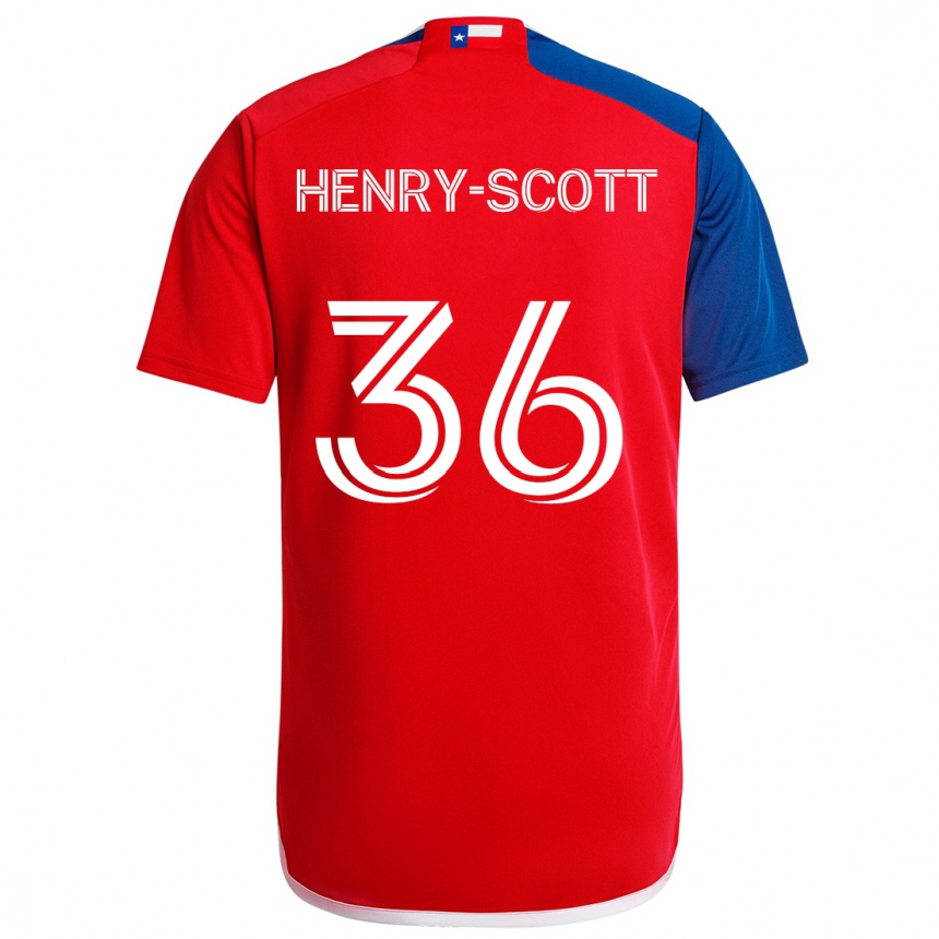 Női Labdarúgás Malik Henry-Scott #36 Kék Piros Hazai Jersey 2024/25 Mez Póló Ing