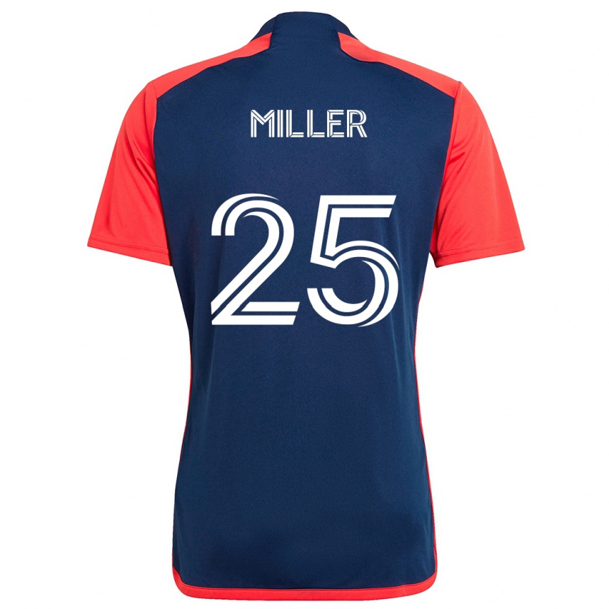 Női Labdarúgás Peyton Miller #25 Kék Piros Hazai Jersey 2024/25 Mez Póló Ing