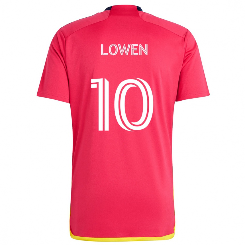 Női Labdarúgás Eduard Löwen #10 Piros Kék Hazai Jersey 2024/25 Mez Póló Ing