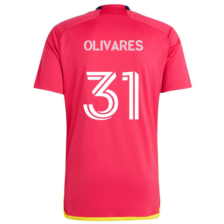 Női Labdarúgás Christian Olivares #31 Piros Kék Hazai Jersey 2024/25 Mez Póló Ing