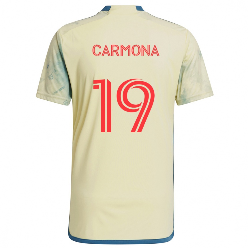 Női Labdarúgás Wikelman Carmona #19 Sárga Piros Kék Hazai Jersey 2024/25 Mez Póló Ing