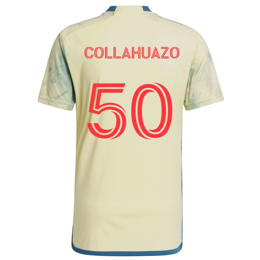 Női Labdarúgás Jair Collahuazo #50 Sárga Piros Kék Hazai Jersey 2024/25 Mez Póló Ing