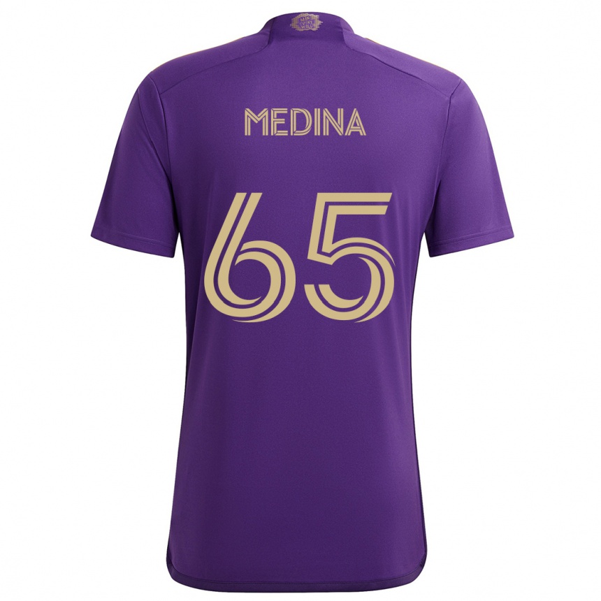 Női Labdarúgás Cristian Medina #65 Lila Sárga Hazai Jersey 2024/25 Mez Póló Ing