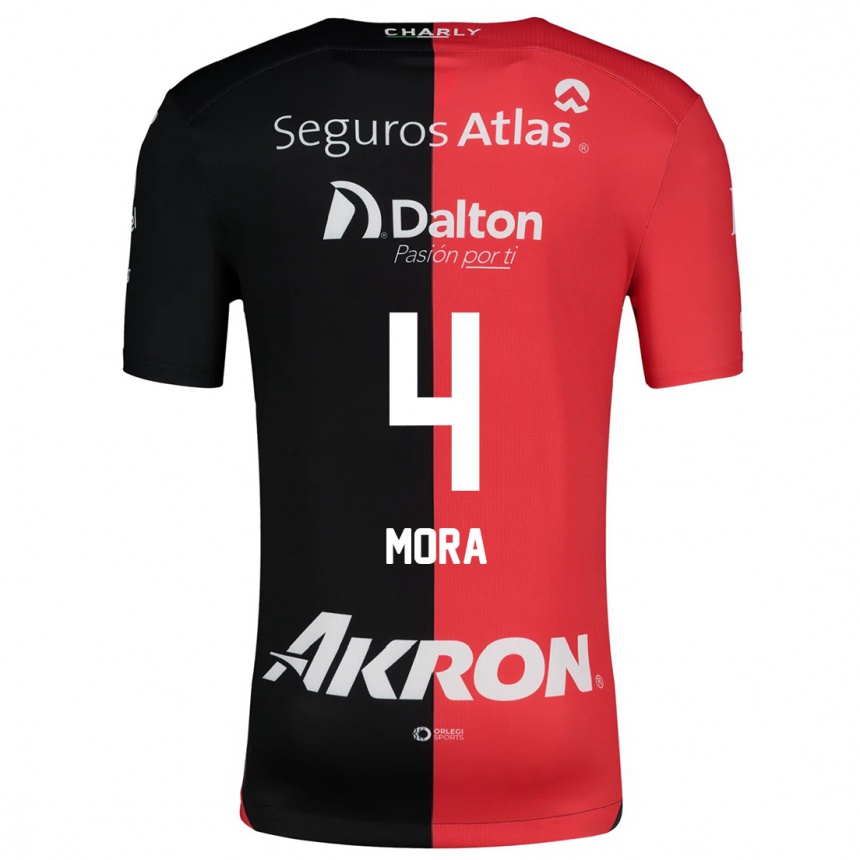 Női Labdarúgás Adrián Mora #4 Piros Fekete Hazai Jersey 2024/25 Mez Póló Ing