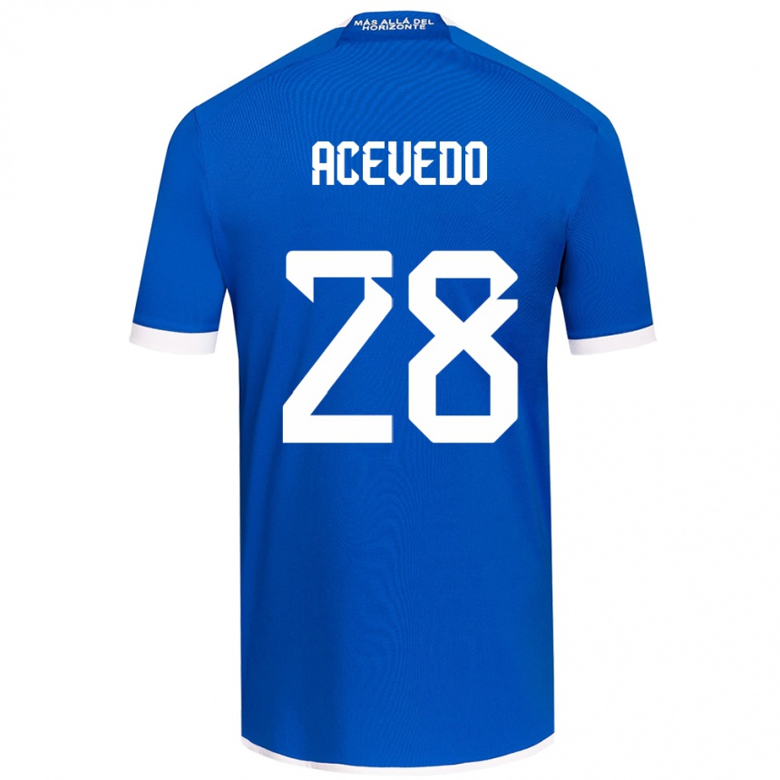 Női Labdarúgás Florencia Acevedo #28 Kék Fehér Hazai Jersey 2024/25 Mez Póló Ing