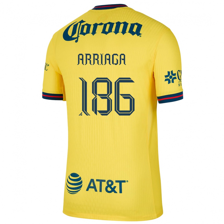 Női Labdarúgás Diego Arriaga #186 Sárga Kék Hazai Jersey 2024/25 Mez Póló Ing