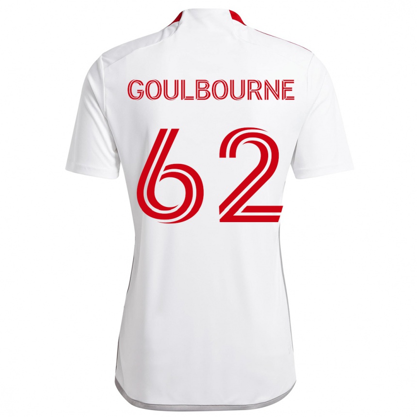 Női Labdarúgás Rohan Goulbourne #62 Fehér Piros Idegenbeli Jersey 2024/25 Mez Póló Ing