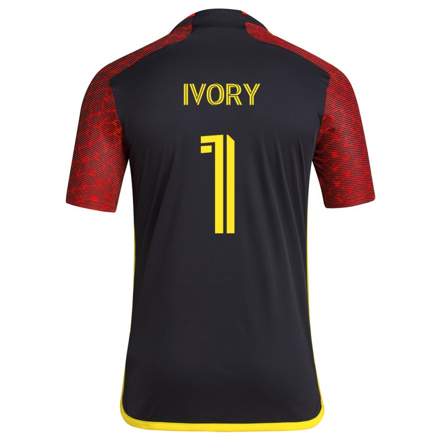 Női Labdarúgás Laurel Ivory #1 Piros Fekete Idegenbeli Jersey 2024/25 Mez Póló Ing