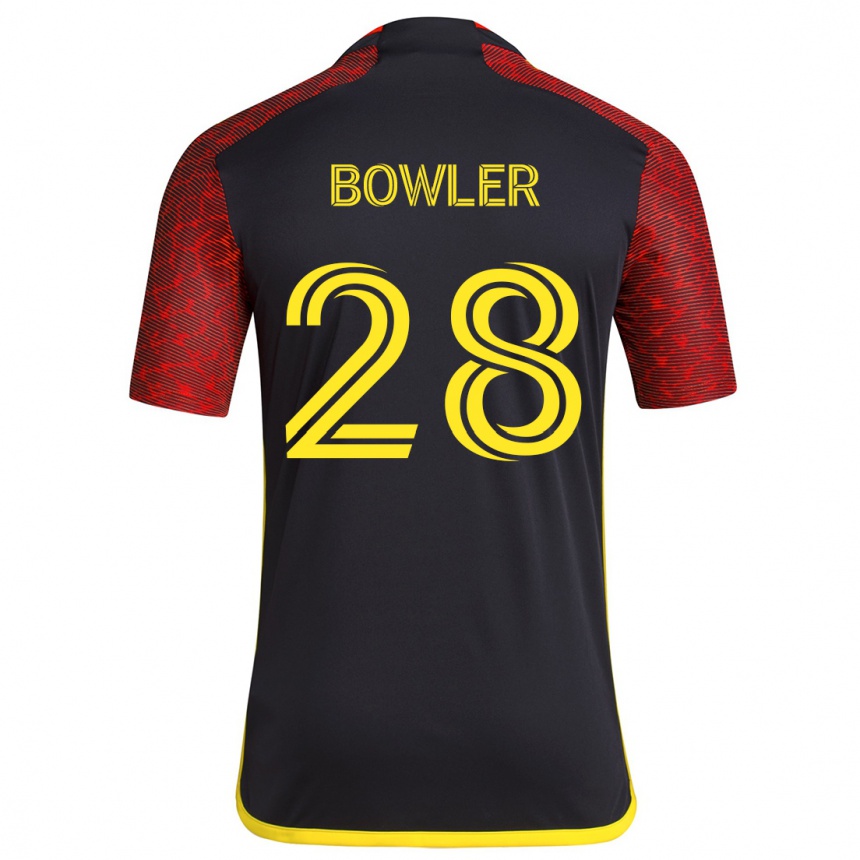 Női Labdarúgás Rachel Bowler #28 Piros Fekete Idegenbeli Jersey 2024/25 Mez Póló Ing