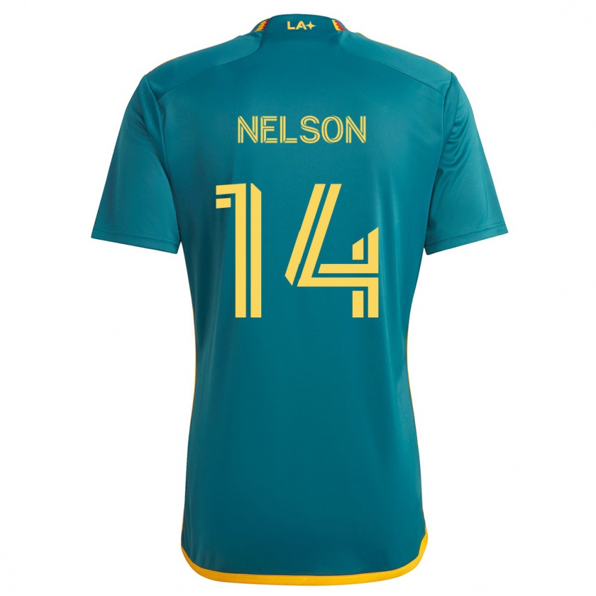 Női Labdarúgás John Nelson #14 Green Yellow Idegenbeli Jersey 2024/25 Mez Póló Ing