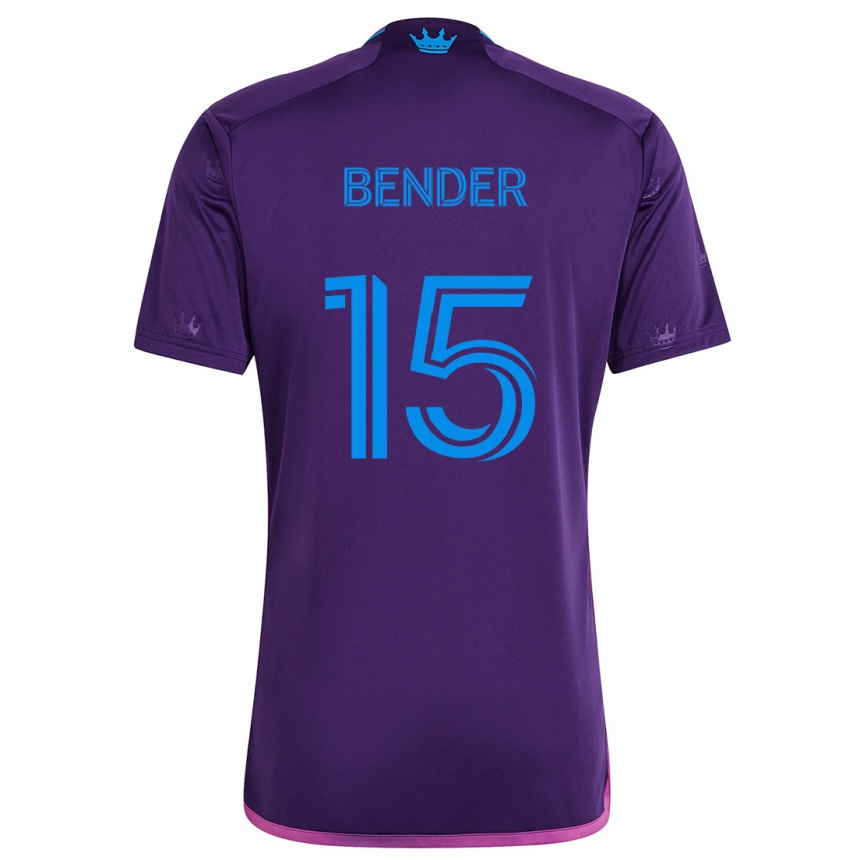 Női Labdarúgás Ben Bender #15 Lila Kék Idegenbeli Jersey 2024/25 Mez Póló Ing