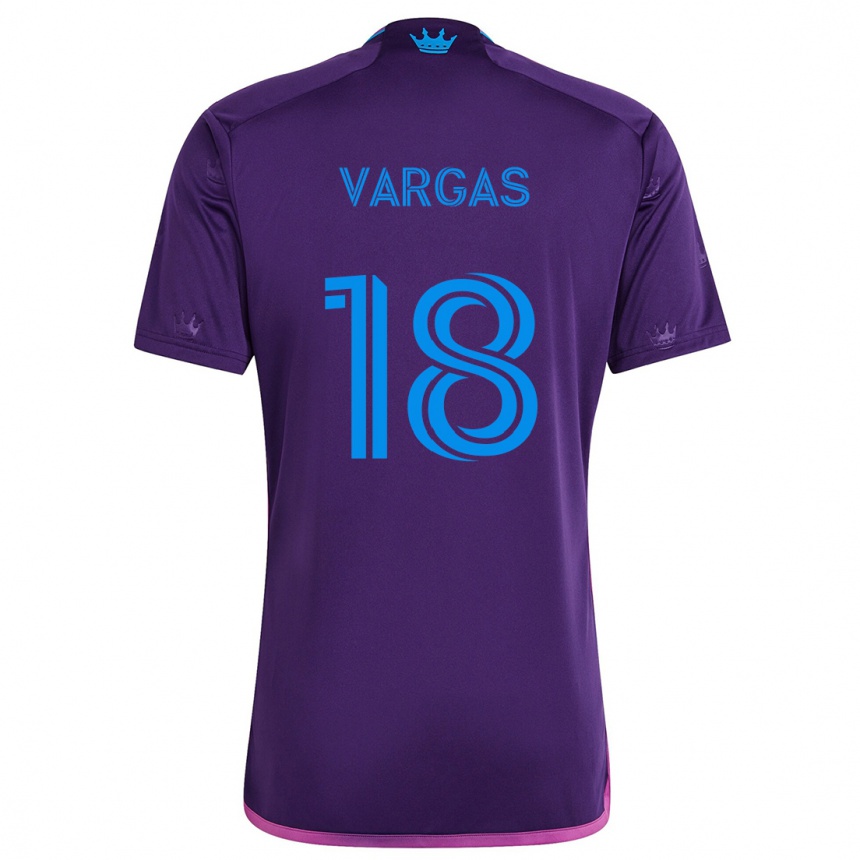 Női Labdarúgás Kerwin Vargas #18 Lila Kék Idegenbeli Jersey 2024/25 Mez Póló Ing