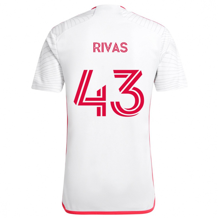 Női Labdarúgás Sergio Rivas #43 Fehér Piros Idegenbeli Jersey 2024/25 Mez Póló Ing