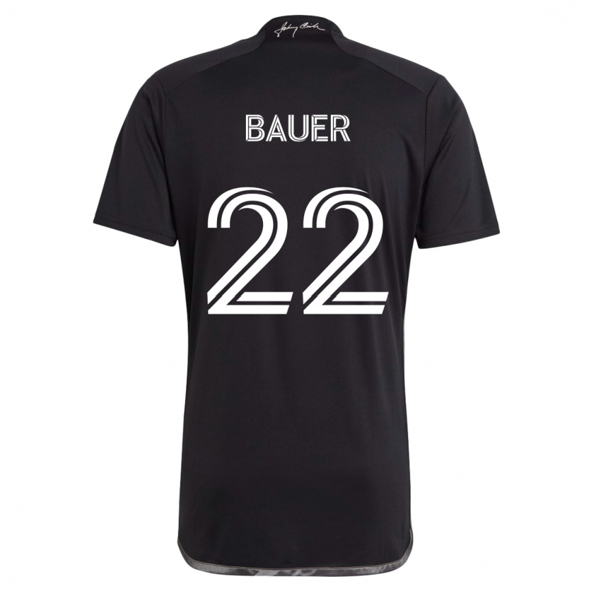 Női Labdarúgás Josh Bauer #22 Fekete Idegenbeli Jersey 2024/25 Mez Póló Ing