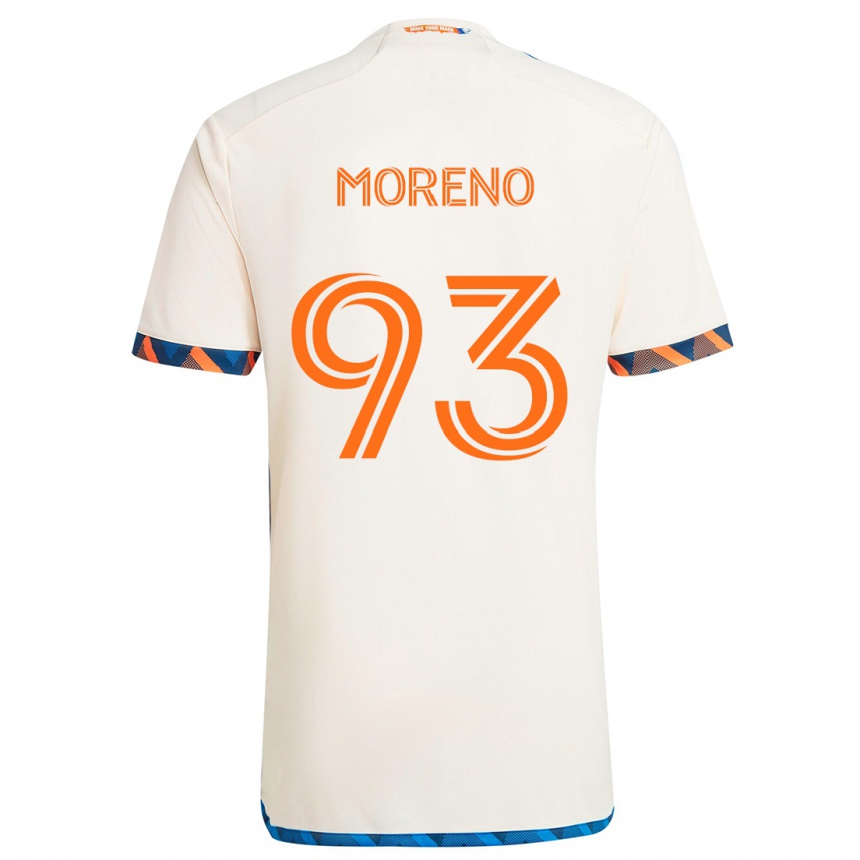 Női Labdarúgás Júnior Moreno #93 Fehér Narancs Idegenbeli Jersey 2024/25 Mez Póló Ing