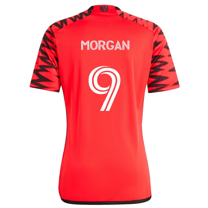 Női Labdarúgás Lewis Morgan #9 Piros Fekete Fehér Idegenbeli Jersey 2024/25 Mez Póló Ing