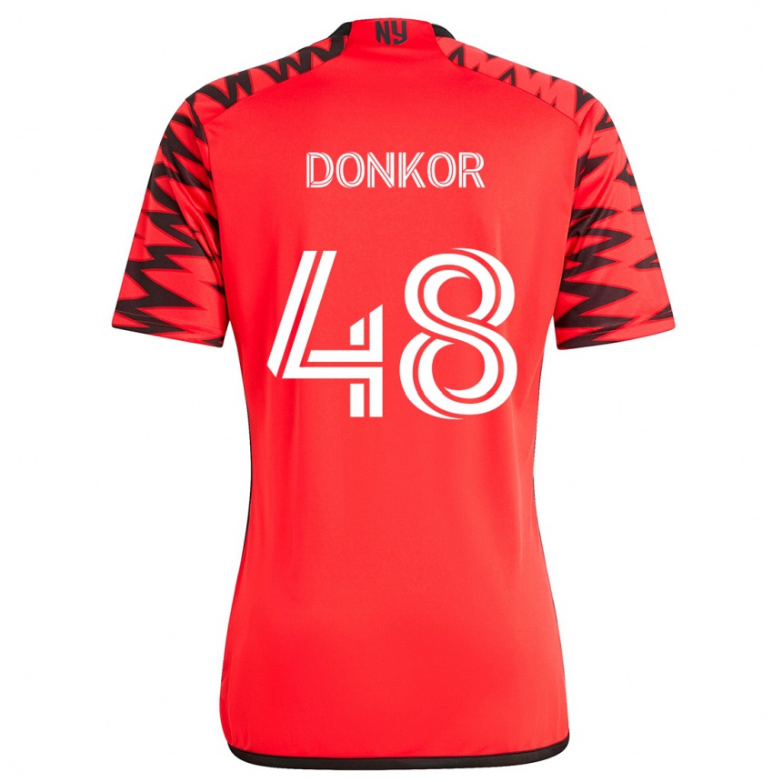 Női Labdarúgás Ronald Donkor #48 Piros Fekete Fehér Idegenbeli Jersey 2024/25 Mez Póló Ing