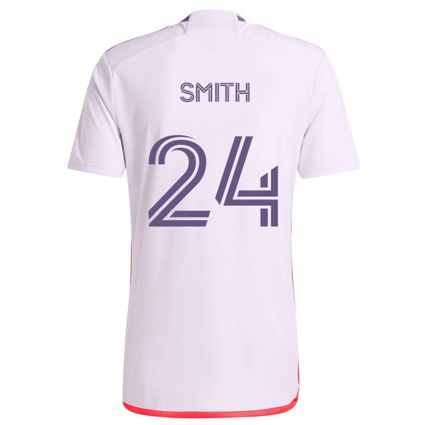 Női Labdarúgás Kyle Smith #24 Fehér Piros Lila Idegenbeli Jersey 2024/25 Mez Póló Ing