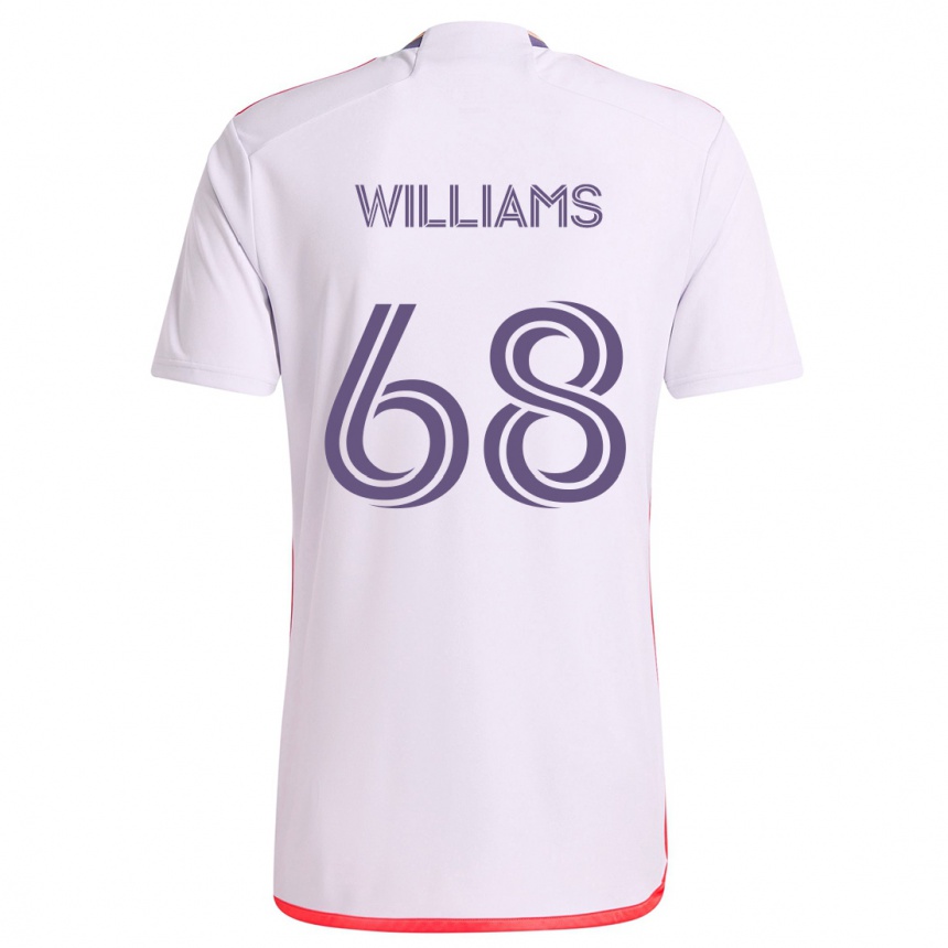 Női Labdarúgás Thomas Williams #68 Fehér Piros Lila Idegenbeli Jersey 2024/25 Mez Póló Ing