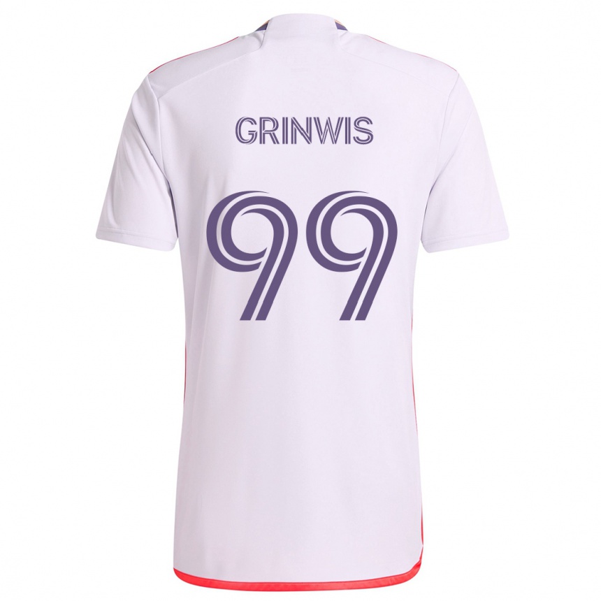 Női Labdarúgás Adam Grinwis #99 Fehér Piros Lila Idegenbeli Jersey 2024/25 Mez Póló Ing