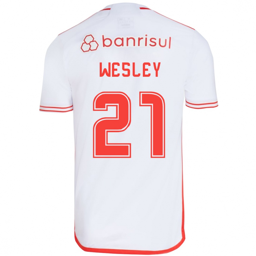 Női Labdarúgás Wesley #21 Fehér Piros Idegenbeli Jersey 2024/25 Mez Póló Ing