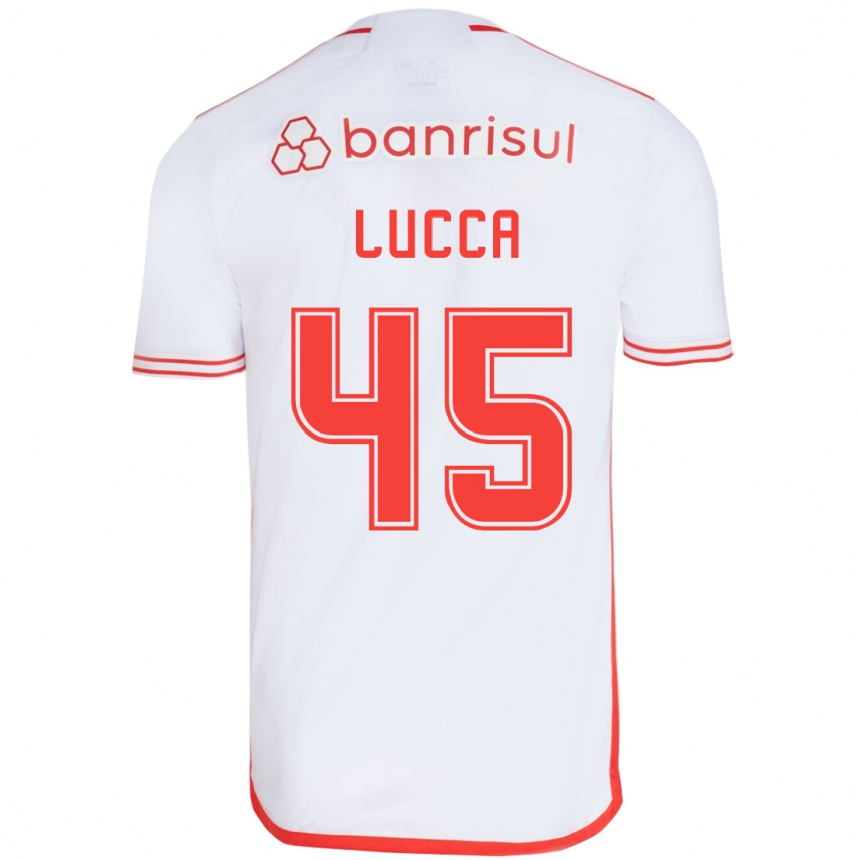 Női Labdarúgás Lucca #45 Fehér Piros Idegenbeli Jersey 2024/25 Mez Póló Ing