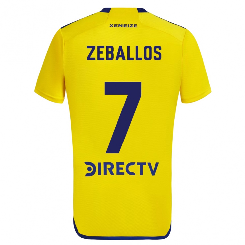 Női Labdarúgás Exequiel Zeballos #7 Sárga Kék Idegenbeli Jersey 2024/25 Mez Póló Ing