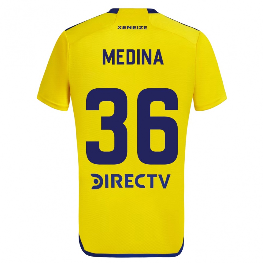 Női Labdarúgás Cristian Medina #36 Sárga Kék Idegenbeli Jersey 2024/25 Mez Póló Ing