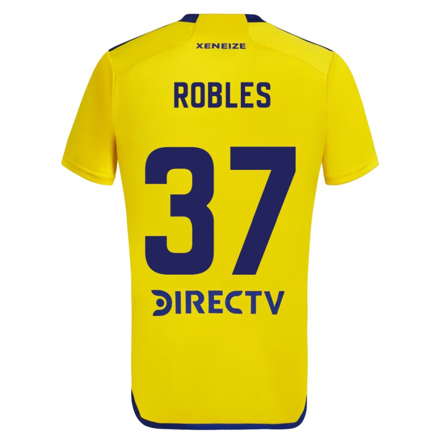 Női Labdarúgás Sebastián Díaz Robles #37 Sárga Kék Idegenbeli Jersey 2024/25 Mez Póló Ing