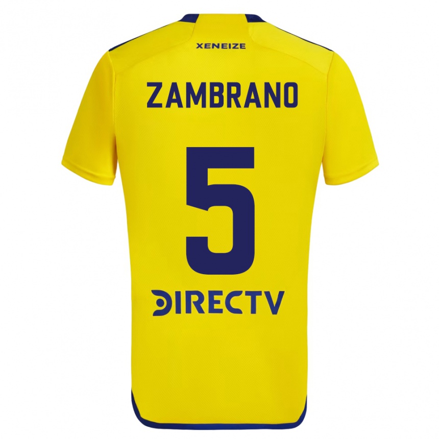 Női Labdarúgás Carlos Zambrano #5 Sárga Kék Idegenbeli Jersey 2024/25 Mez Póló Ing