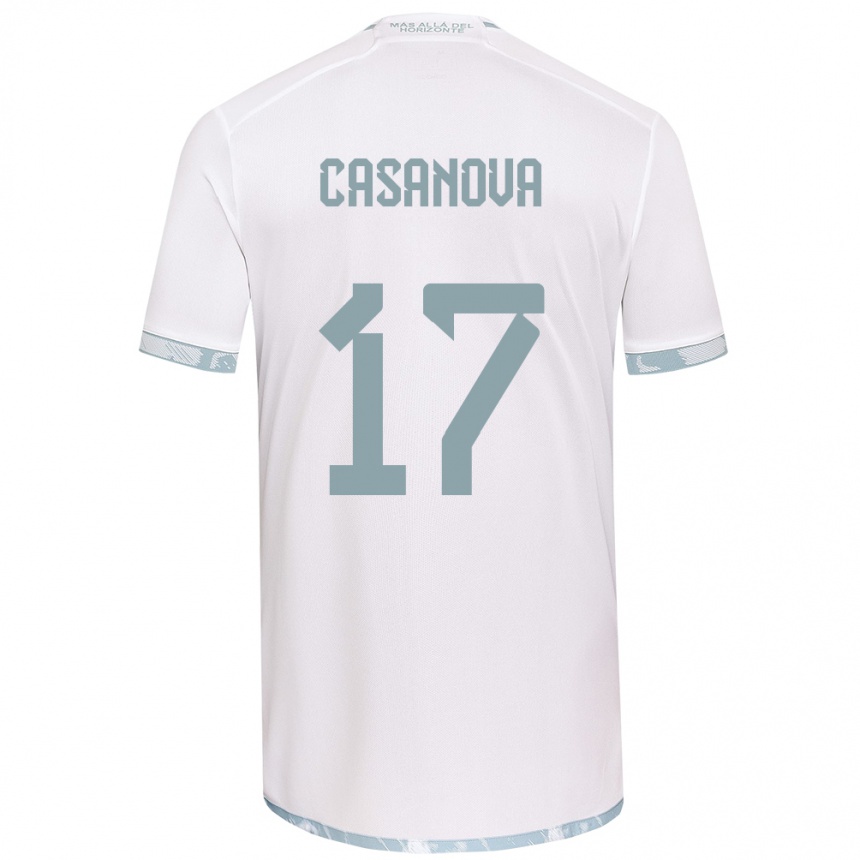 Női Labdarúgás Luis Casanova #17 Fehér Szürke Idegenbeli Jersey 2024/25 Mez Póló Ing