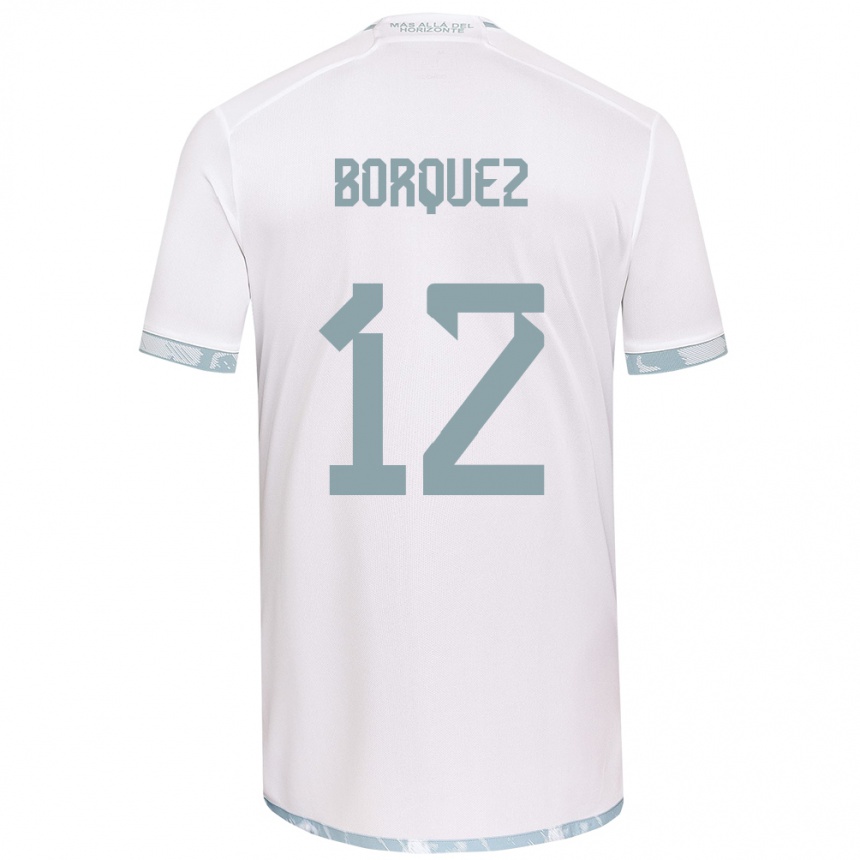 Női Labdarúgás Gabriela Bórquez #12 Fehér Szürke Idegenbeli Jersey 2024/25 Mez Póló Ing