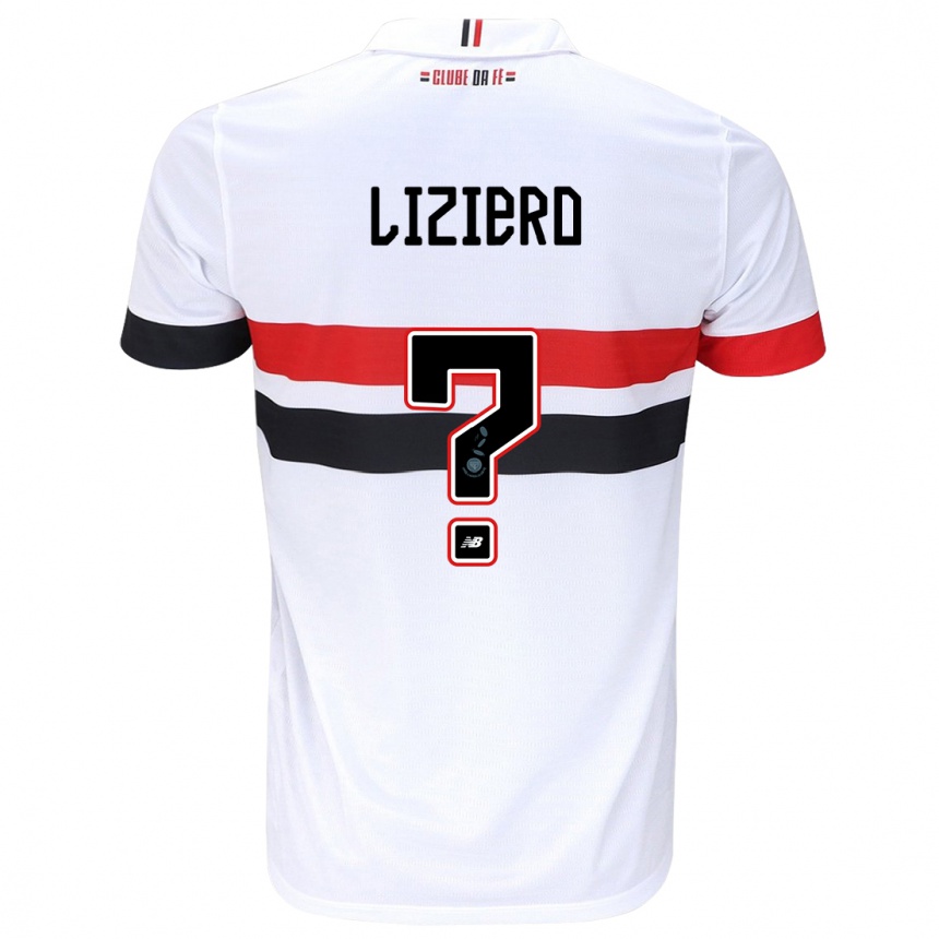 Gyermek Labdarúgás Liziero #0 Fehér Piros Fekete Hazai Jersey 2024/25 Mez Póló Ing