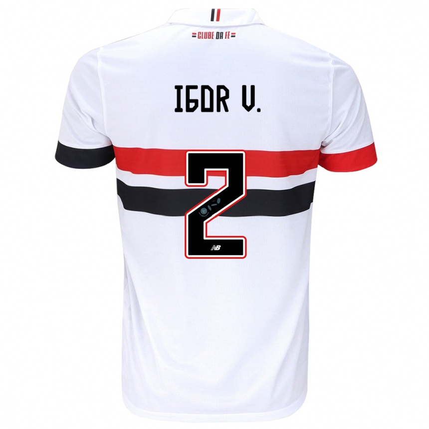 Gyermek Labdarúgás Igor Vinícius #2 Fehér Piros Fekete Hazai Jersey 2024/25 Mez Póló Ing