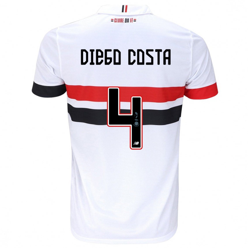 Gyermek Labdarúgás Diego Costa #4 Fehér Piros Fekete Hazai Jersey 2024/25 Mez Póló Ing