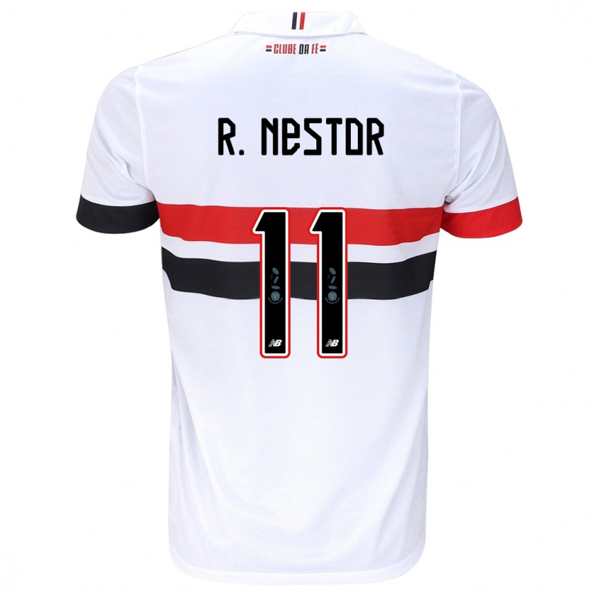 Gyermek Labdarúgás Rodrigo Nestor #11 Fehér Piros Fekete Hazai Jersey 2024/25 Mez Póló Ing