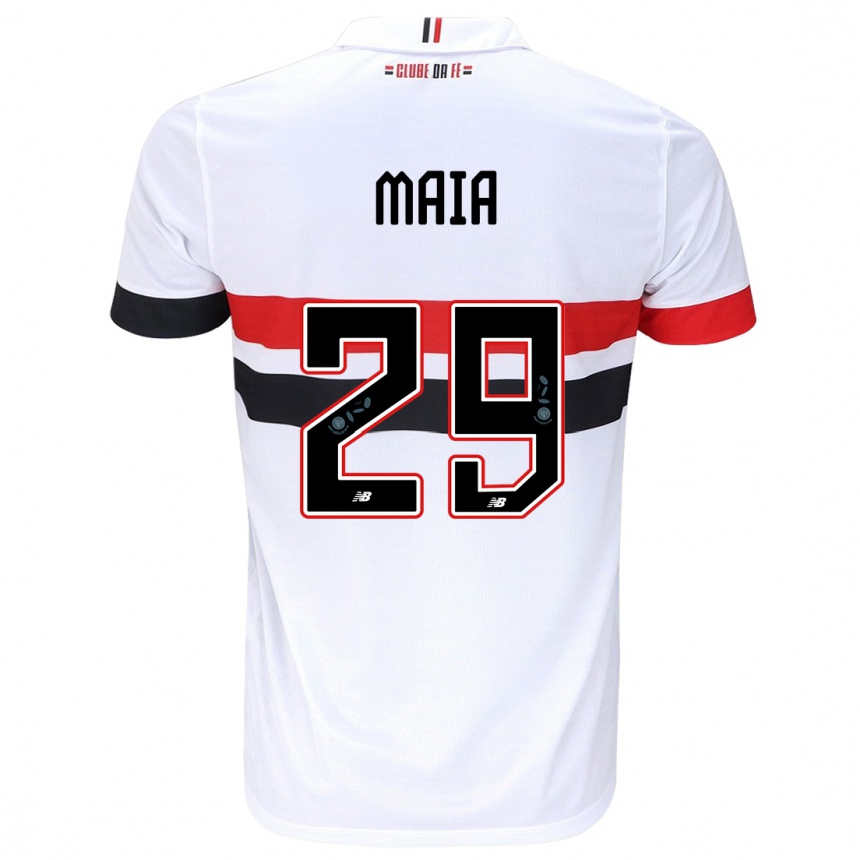 Gyermek Labdarúgás Pablo Maia #29 Fehér Piros Fekete Hazai Jersey 2024/25 Mez Póló Ing