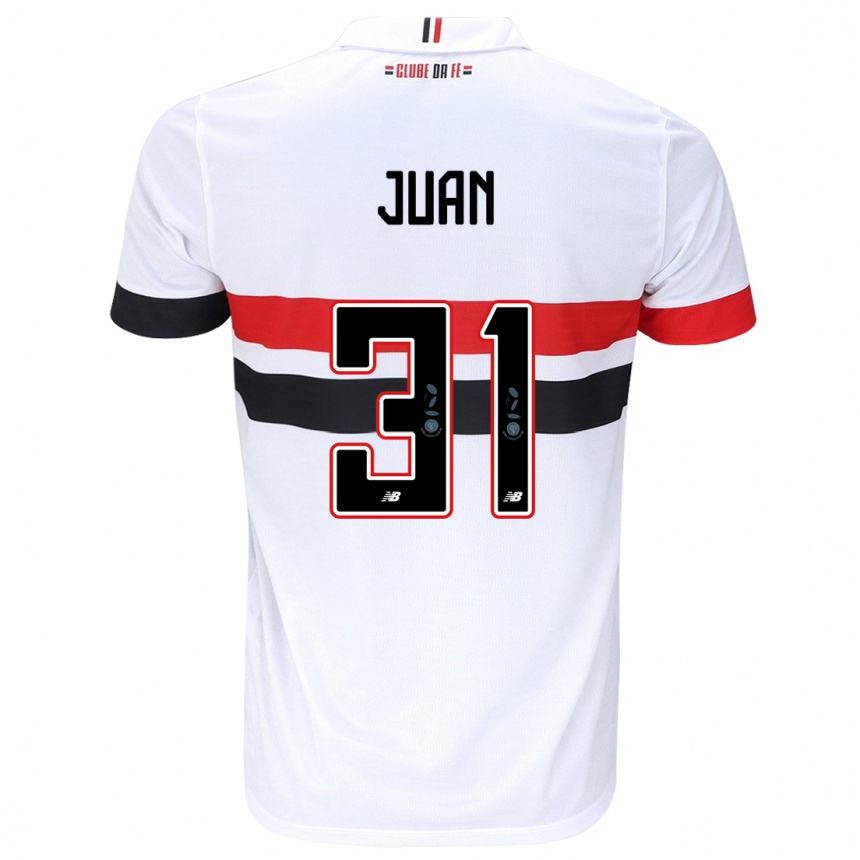 Gyermek Labdarúgás Juan #31 Fehér Piros Fekete Hazai Jersey 2024/25 Mez Póló Ing