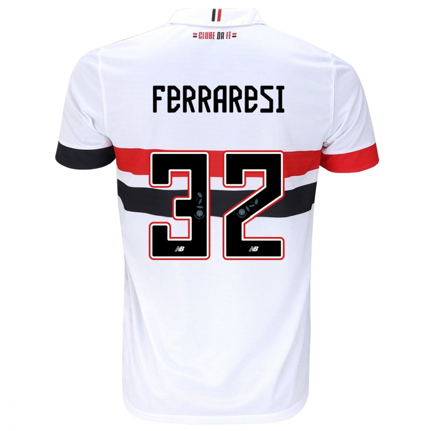 Gyermek Labdarúgás Nahuel Ferraresi #32 Fehér Piros Fekete Hazai Jersey 2024/25 Mez Póló Ing