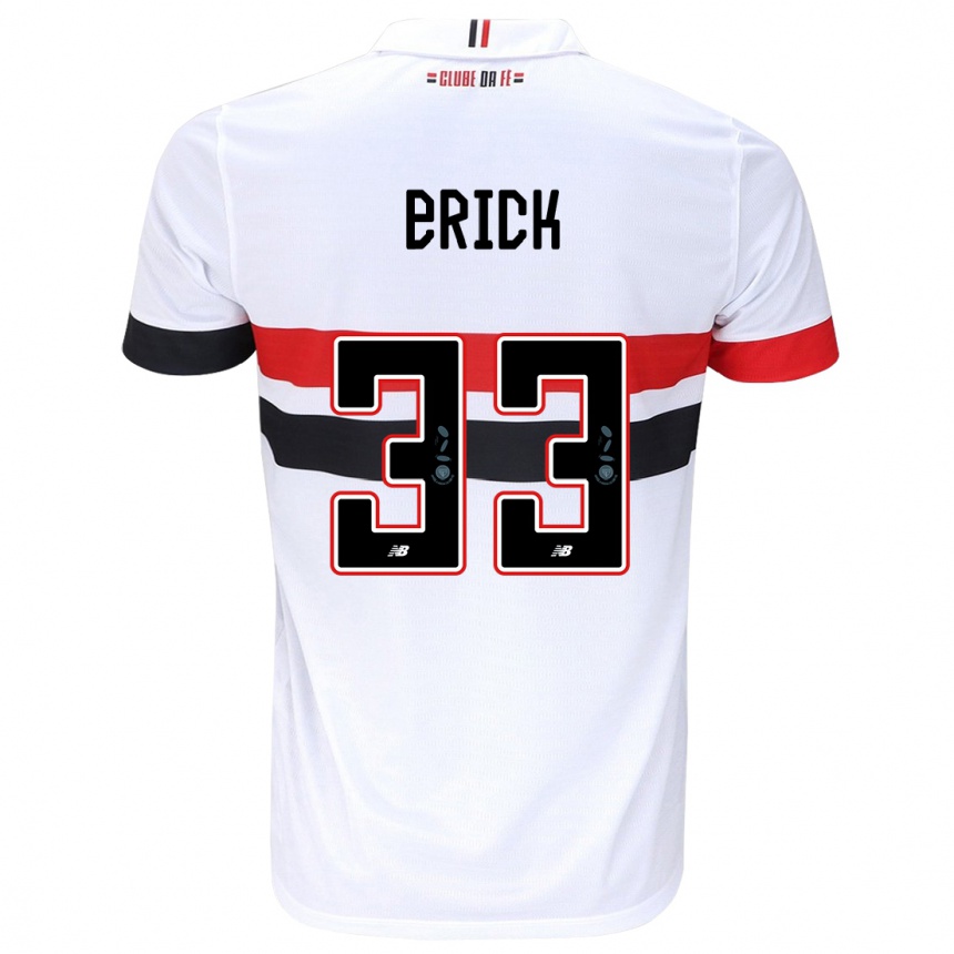 Gyermek Labdarúgás Erick #33 Fehér Piros Fekete Hazai Jersey 2024/25 Mez Póló Ing