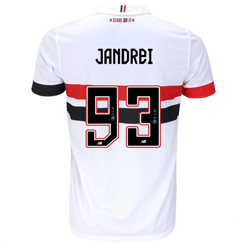 Gyermek Labdarúgás Jandrei #93 Fehér Piros Fekete Hazai Jersey 2024/25 Mez Póló Ing