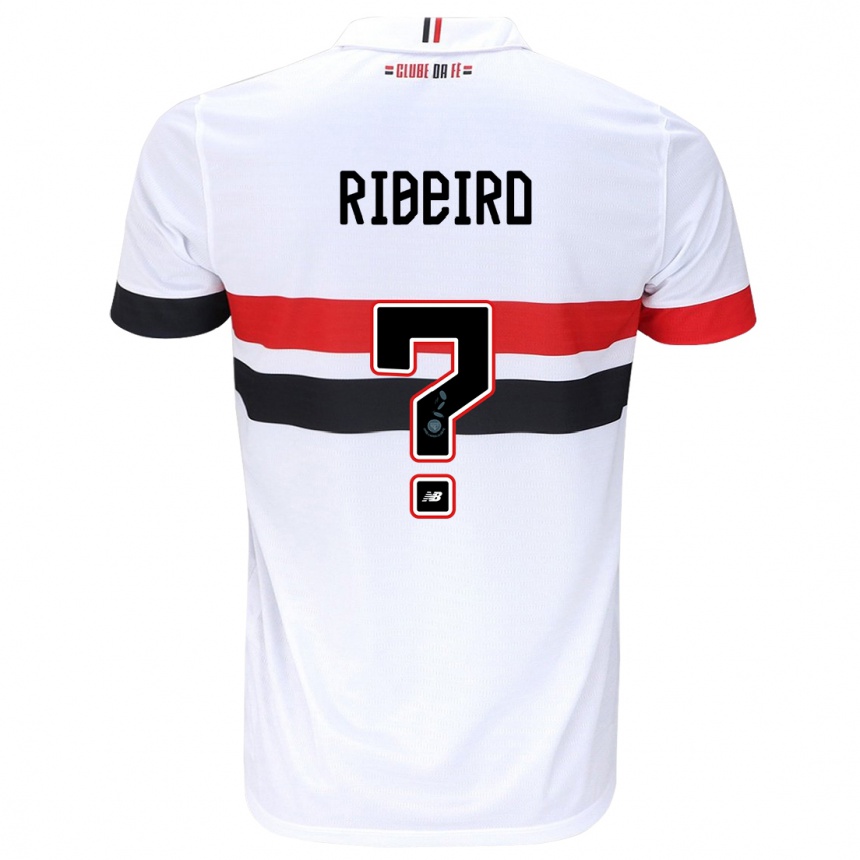 Gyermek Labdarúgás Thiago Ribeiro #0 Fehér Piros Fekete Hazai Jersey 2024/25 Mez Póló Ing