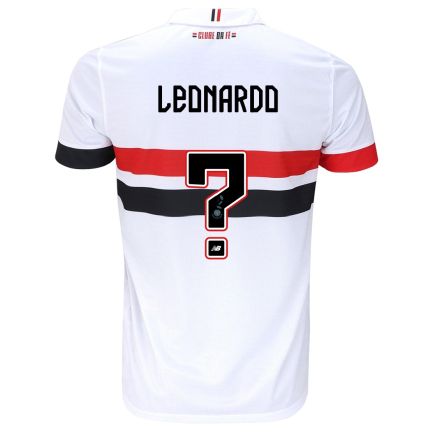 Gyermek Labdarúgás Hugo Leonardo #0 Fehér Piros Fekete Hazai Jersey 2024/25 Mez Póló Ing