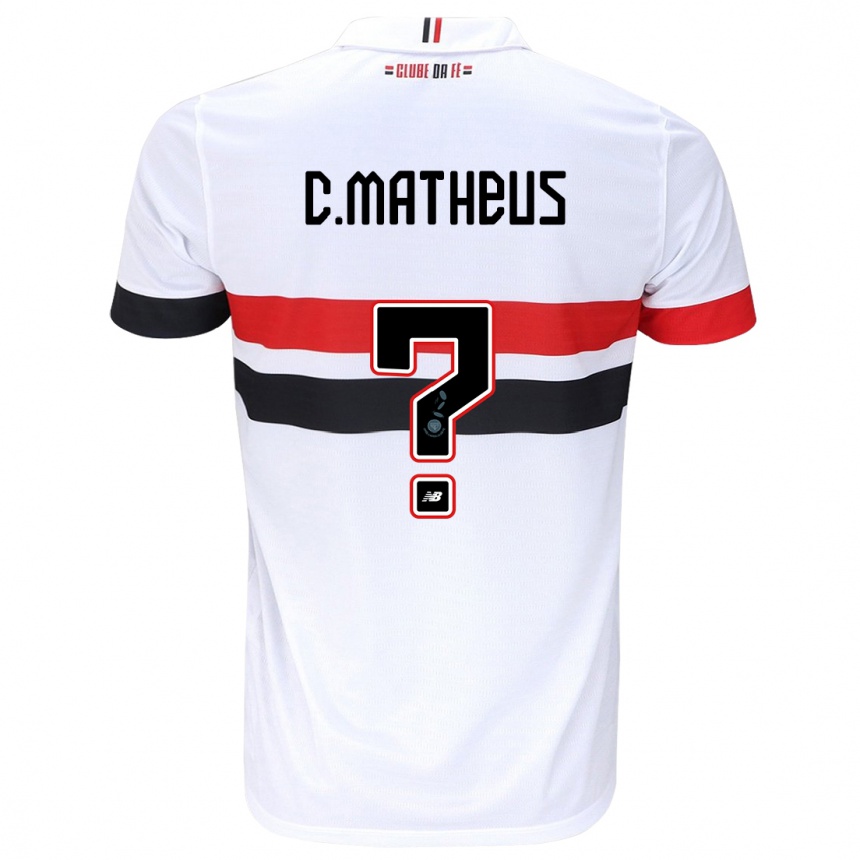 Gyermek Labdarúgás Caio Matheus #0 Fehér Piros Fekete Hazai Jersey 2024/25 Mez Póló Ing