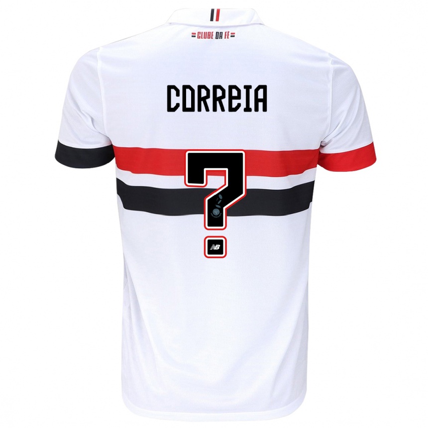 Gyermek Labdarúgás Arthur Correia #0 Fehér Piros Fekete Hazai Jersey 2024/25 Mez Póló Ing