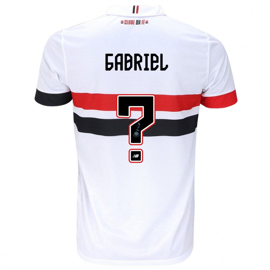 Gyermek Labdarúgás Gabriel Bruno #0 Fehér Piros Fekete Hazai Jersey 2024/25 Mez Póló Ing