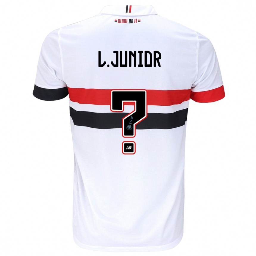 Gyermek Labdarúgás Luciano Junior #0 Fehér Piros Fekete Hazai Jersey 2024/25 Mez Póló Ing