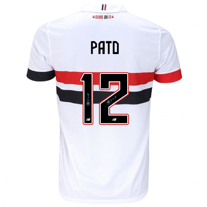 Gyermek Labdarúgás Alexandre Pato #12 Fehér Piros Fekete Hazai Jersey 2024/25 Mez Póló Ing