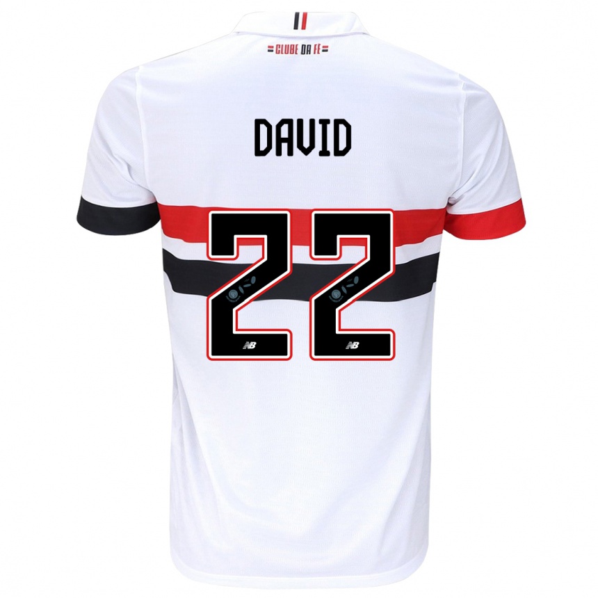 Gyermek Labdarúgás David #22 Fehér Piros Fekete Hazai Jersey 2024/25 Mez Póló Ing